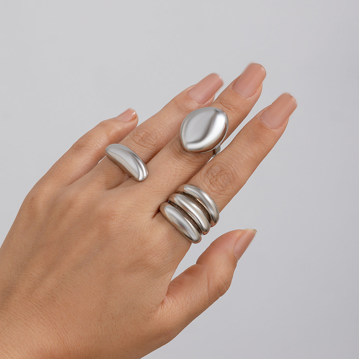 Geometric Ring, niche open mouth ring, index finger ring, lava metal wind curved ring